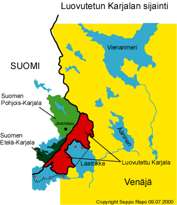 Luovutetun Karjalan sijainti