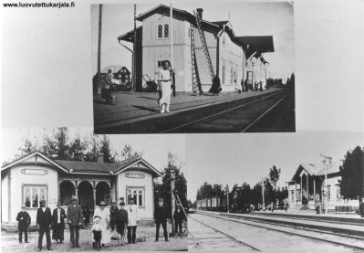 Kanneljärven pitäjässä oli kolme rautatieasemaa. Ylinkuva; Kanneljärvi, vas; Lounatjoki ja oik; Mustamäki.
