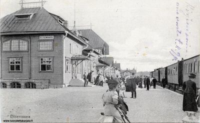 Elisenvaaran asema. Postikortti lähetetty 16.4.1909 Helsinkiin.
