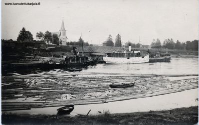 Salmin leiripäivillä 5.7.1933. Tuleman satama. Evank. luterilainen kirkko

